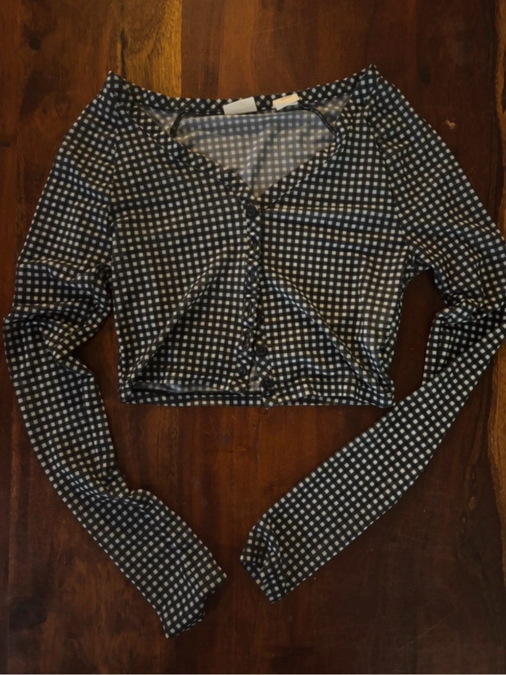 Levi's Black & White Gingham Button-Front Crop Top